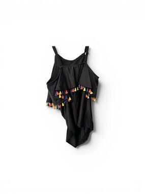 Cacique Black Tankini top with tassels size 18